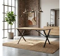 vidaXL Dining Table Kitchen Dinner Table X-Frame Solid Wood Pine and Steel