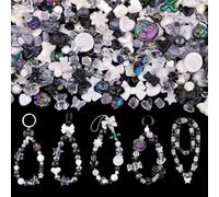 160g Acrylic Beads for Bracelet Making,180-240pcs Assorted Kawaii Aesthetic Bead with Stars,Bows,Flowers Design,Cute Acrylic Beads for DIY Crafting,Keychain,Phone Charm,Jewelry Making (Black White)