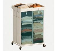 160L Laundry Hamper with Wheels, Rolling Laundry Basket with Metal Frame and Removable Bag, Double Laundry Hamper 2 Section, Large & Tall Dirty Clothes Hampers for Bedroom Aesthetic, Laundry Room