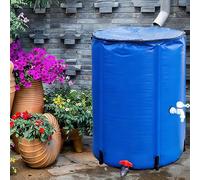 160L Portable Rainwater Harvesting Barrel with Tap & Filter Kit, Eco-Friendly Water Collect System, Blue, 50x88cm for Suinable Gardening Soluts