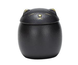 160ML Ceramic Cookie Jar - Black Cat Shaped Biscuit Barrel Canister for Kitchen Storage - Airtight Treats Container Decorative Cat Design for Cookies Snacks