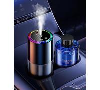 160ml Large Capacity Car Air Freshener Electric Diffuser with 160ml Perfume (Sea Breeze), Music Sync Lights, Ultrasonic Atomiser, 3 Modes, Auto ON/OFF, 500mAh battery, Fragrance Lasts 12 Months BJ-792