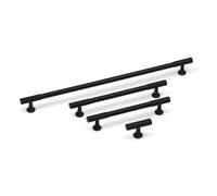 160mm Matt Black Textured Cabinet Handle T-Bar Reeded Cupboard Door Drawer Furniture Pull