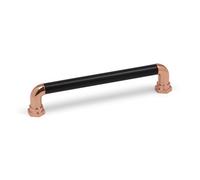 160mm Rose Gold Copper & Gloss Black Cabinet Handle Industrial Pipe Kitchen Cupboard Door Drawer Pull