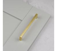 160mm Satin Brass Cabinet Handle Square Gold Kitchen Cupboard Door Drawer Pull Bathroom Bedroom Wardrobe Furniture Replacement