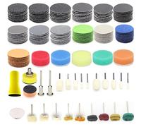 160Pcs 1inch Sanding Discs Hook and Loop 60 to 10000 Wet Dry Sandpaper with 1/8" Shank Backing Pad,Hand Sanding Block,Sponges Polishing Pads and Interface Pad for Drill Grinder Rotary Tools Attachment
