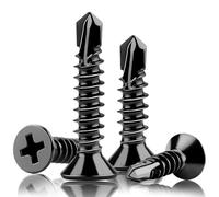 160pcs 4.2x32 mm Self Tapping Screws Self Drilling Screws Countersunk Black for Metal Sheets Roofing Windows, Etc