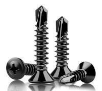 160pcs 4.2x50 mm Self Tapping Screws Self Drilling Screws Wafer Black for Metal Sheets Roofing Windows, Etc