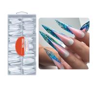 160Pcs ABS Nails Extension Molds False Nails Tips Long Lasting Wear Resistant for Wedding Travel and Daily Event Clear Fake Tips