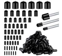 160Pcs Assorted Size Rubber End Caps, Flexible Screw Thread Protector Caps Round Vinyl Bolt Screw Cover Caps for Metal Tube Rod Bolt in 9 Size (2/3/4/6/7/8/9/12/20 mm)