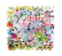160pcs Butterfly and Dragonfly Sticker Set, NogaMoga 4 Packs Colorful PET Decorative Butterfly, Dragonfly, and Wings Patterns Stickers for Scrapbook, Planner, Bullet Journal, Wall and Windows