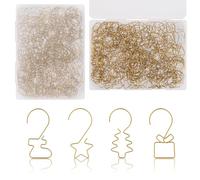 160pcs Christmas Ornament Hooks, Xmas Tree Ornament Hangers Including Star Gift Box Christmas Bauble Stocking Shaped Christmas Tree Metal Hooks for Christmas Tree Decoration Hanging(Golden)