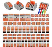 160PCS Compact Wire Connectors,YUSHIHU Electrical Connector Blocks, 90pcs Clamp 2-Port/50pcs 3-Port/10pcs 4-Port/ 10pcs 5-Port