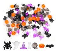 160pcs Halloween Vase Filler, Mini Halloween Ornaments Spider Bat Ghost Bone Pumpkin Witch Hat Skull Vase Fillers Table Scatters for Craft Party Decoration