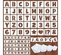 160Pcs Letter Stencils Alphabet and Number Stencil for Painting Reusable Small Alphabet Stencil for Crafts Letter Drawing Stencils on Wall DIY Art Project Rock Chalkboard(160,1Inch&2Inch&3Inch&4Inch)
