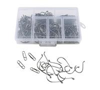 160pcs Metal Eyed Fish Hook Barbed Fishing Hook Fishing Barrels Swivels Circles For Saltwater Freshwater Sport Circles