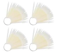160pcs Nail Practice Board Fan Tips Display Plates with Metal Rings | Beige Plastic Sector Boards, Label-ready Tips for Training, Client Design Presentation, Four Sets
