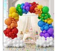 160pcs Rainbow Balloon Arch Kit with Red Purple Yellow Blue Orange White Lime Green Balloons for Graduation Baby Shower Colorful Rainbow Birthday Party Decorations