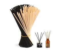 160pcs Reed Diffuser Sticks, 7.8 Inch Rattan Wood Sticks, Diffuser Refills, Thick Room Diffuser Sticks for Essential Oil, Fibre Reeds for Diffusers, Replacements for Home, Office (Black/Natural Mix)