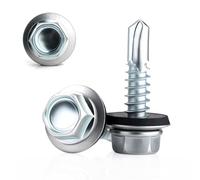 160PCS Roofing Screws with Rubber Washers 4.8x35 mm Self Drilling Screws for Metal Self Tapping Screws Hex Head Zinc Plated Corrugated Roof Fixings Cladding Steel Screw for Tin Roof