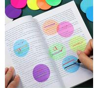 160PCS Round Transparent Sticky Notes, 8 Fluorescent Colors, Page Markers | Translucent PET keeps printed text visible while the round surface gives space for short notes, marks and quick sorting
