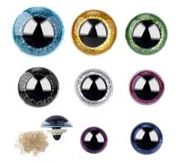 160pcs Safety Eyes Toy, 10-30 mm Large Glitter Safety Eyes with Washers for Amigurumi Crochet Stuffed Animal Eyes Plastic Safety Eyes with Gasket Doll Eyes for Doll Making Puppet DIY Crafts