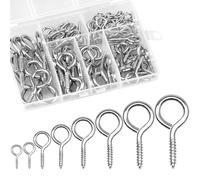 160Pcs Screw In Hooks Eye Bolts, Metal Ceiling Hook, 8 Sizes Heavy Duty Screw Eye Hooks, Eyelet Screws Vine Eyes Hook for Hanging DIY Craft, Securing Cables, Hanging Lights, Indoor & Outdoor Use