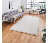 Think Rugs Sierra Cream Rectangle 160 x 220cm Polypropylene Plain Shaggy 9000, Cream