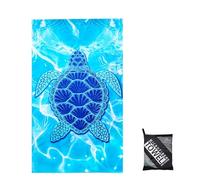160x90cm Beach Towels in a Bag Large Microfibre Thin Beach Towel for Adults,Quick Dry Sand Free Light Bath Towel Pool Towel for Mens Women,Bathroom,Holiday,Yoga,Gym Sports,Swimming(Blue Turtle)