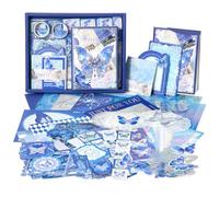 162 Pcs Aesthetic Scrapbook Kit, Butterfly Theme Vintage Scrapbook Journaling with A6 Grid Notebook Washi Paper Stickers Art Journaling Scrapbooking Supplies for DIY Arts Crafts Collage Decorative