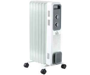 1630W Oil Filled Radiator Adjustable Thermostat Safety switch White