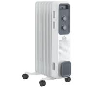 HOMCOM Oil Filled Radiator Seven Fin Portable Heater w/ Three Heat Settings - White | TJ Hughes