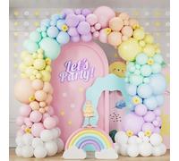 163Pack Pastel Rainbow Balloons Arch Garland Kit with Assorted Color Balloons in Pastel Blue, Pink, Orange, Green, Yellow, Purple and White for Easter, LGBT Wedding, Unicorn Birthday Party Supplies