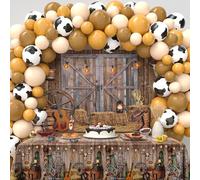 163Pcs Different Sizes Latex Brown Nude Apricot Cow Print Balloons Garland Kit - Cowboy Party Decorations Arch Kit, Balloons Arch Kit, Cow Farm Birthday Party Decorations
