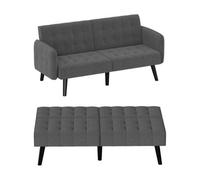 164 Cm Convertible Futon Sofa Bed Couch Loveseat W/ Backrests Grey