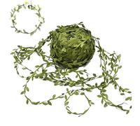164 Ft Artificial Leaf Ribbon, Green Leaves Trim for Crafts, Greenery Vine String for Wedding, Baby Shower, Party, DIY Crafts, Wreaths and Home Décor, Foliage Rattan