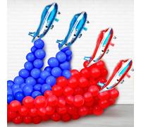 164 PCS Airplane Party Decorations Red and Blue Plane Balloons Kit Airplane Theme Party Supply Plane Foil Balloon with Red and Blue Balloons for Boy Time Flies Theme Airline and Pilot Birthday Supply