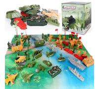 164 Pcs Military Soldier Playset Army Men Action Figures Battle Group, Deluxe Plastic Military Playset Soldiers Bucket With Aircrafts, Helicopters, Tanks and Other Accessories