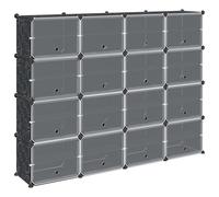 (165.5 x 31.5 x 123 cm) vidaXL Storage Cube Organiser with 9 Cubes and Doors Display Shelf Black PP