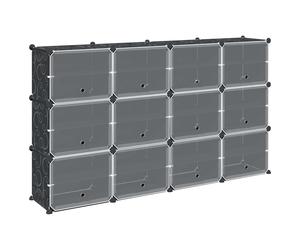 (165.5 x 31.5 x 93.5 cm) vidaXL Storage Cube Organiser with 9 Cubes and Doors Display Shelf Black PP