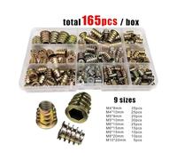 165/75/55pcs Threaded Insert Nut E-nut M4 M5 M6 M8 Set Kit For Wood Furniture Bed Cabinet Table Embedded Hex Hexagon Socket Head(1 box include 165pcs)