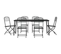 (165 cm table length/ 7 piece) vidaXL Garden Dining Set Outdoor Table and Chair Set Anthracite Metal Mesh
