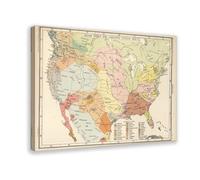 1650 US Map of Native American Indian Tribes & Linguistic Stocks - Territory Tribal Spirit Nation Canvas Art Poster And Wall Art Picture Print Modern