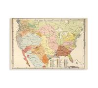 1650 US Map of Native American Indian Tribes & Linguistic Stocks - Territory Tribal Spirit Nation Poster Bedroom Canvas Decor Print Wall Art Office Ro