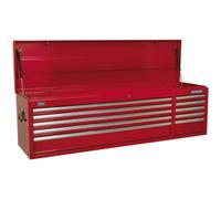 1655 x 435 x 495mm RED 10 Drawer Topchest Tool Chest Lockable Storage Cabinet Loops Multi One Size