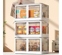 165L Stackable Foldable 3-Tier Storage Box with Wheels Living and Home White One Size