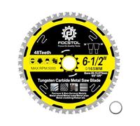 165mm Metal Cutting Circular Saw Blade - FOCSTOL Tungsten Carbide Tipped Saw Blade 48T for Iron Ferrous Metals Steel Pipe Arbor 20mm x 15.875mm