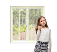 165x145cm Magnetic Screen DoorFoldable AutoClose Easy Install Screen Curtain for Living Room/PatioCream Color Bug & ct Proof