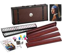 166 American Western Mahjong Set Suitcase Limited Edition Embedded Masterpiece Background in Leather Suitcase Girl Pearl