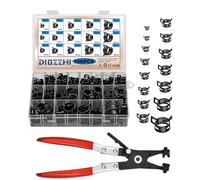 166 Piece Spring Band Hose Clamp Assortment with Twist Flat Nose Pliers 6-25mm - For Fuel Lines, Silicone Vacuum Hose, Black Small Steel Clamp, Low Pressure Air Clip - Ideal for Fixing
